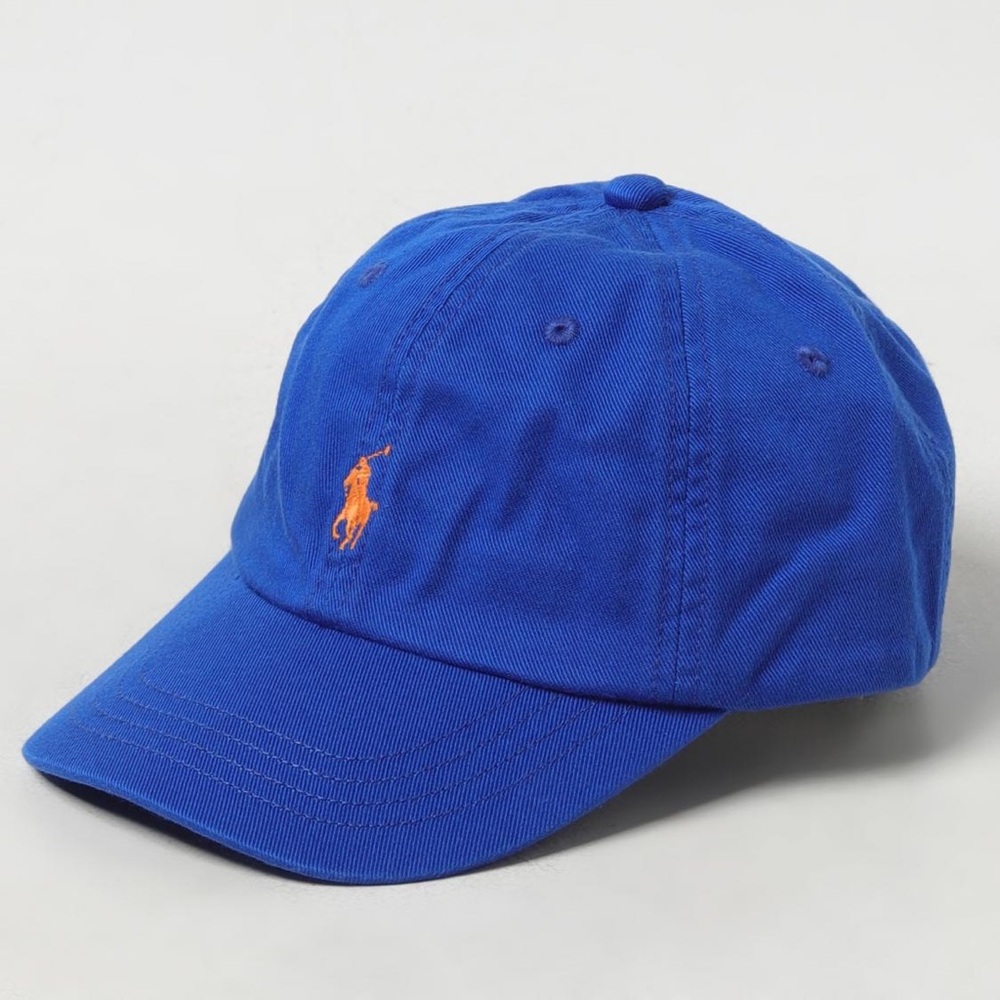Polo Ralph Lauren Classic Cotton Chino Baseball Cap Blue Orange Logo